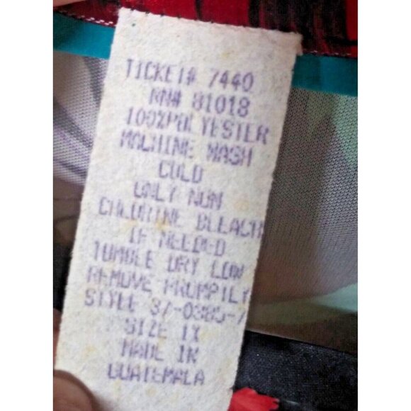 VTG Hawaiian blouse top 1X Black Floral Multicolor JoRo Fashions stretch SS EUC - Picture 6 of 7